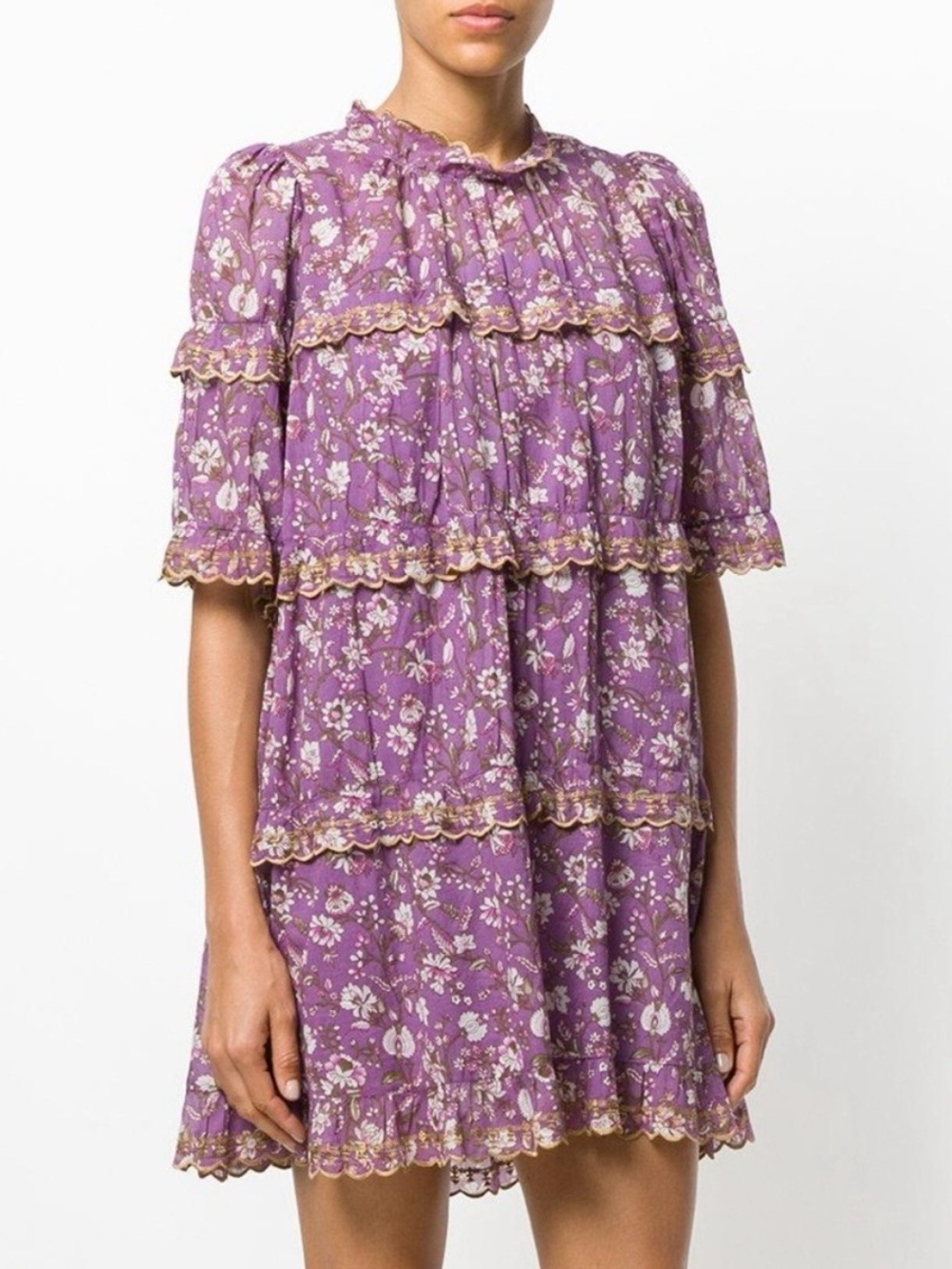 Isabel Marant Maiwenn Purple Floral Embroidered Mini Dress Etoile Women's 36